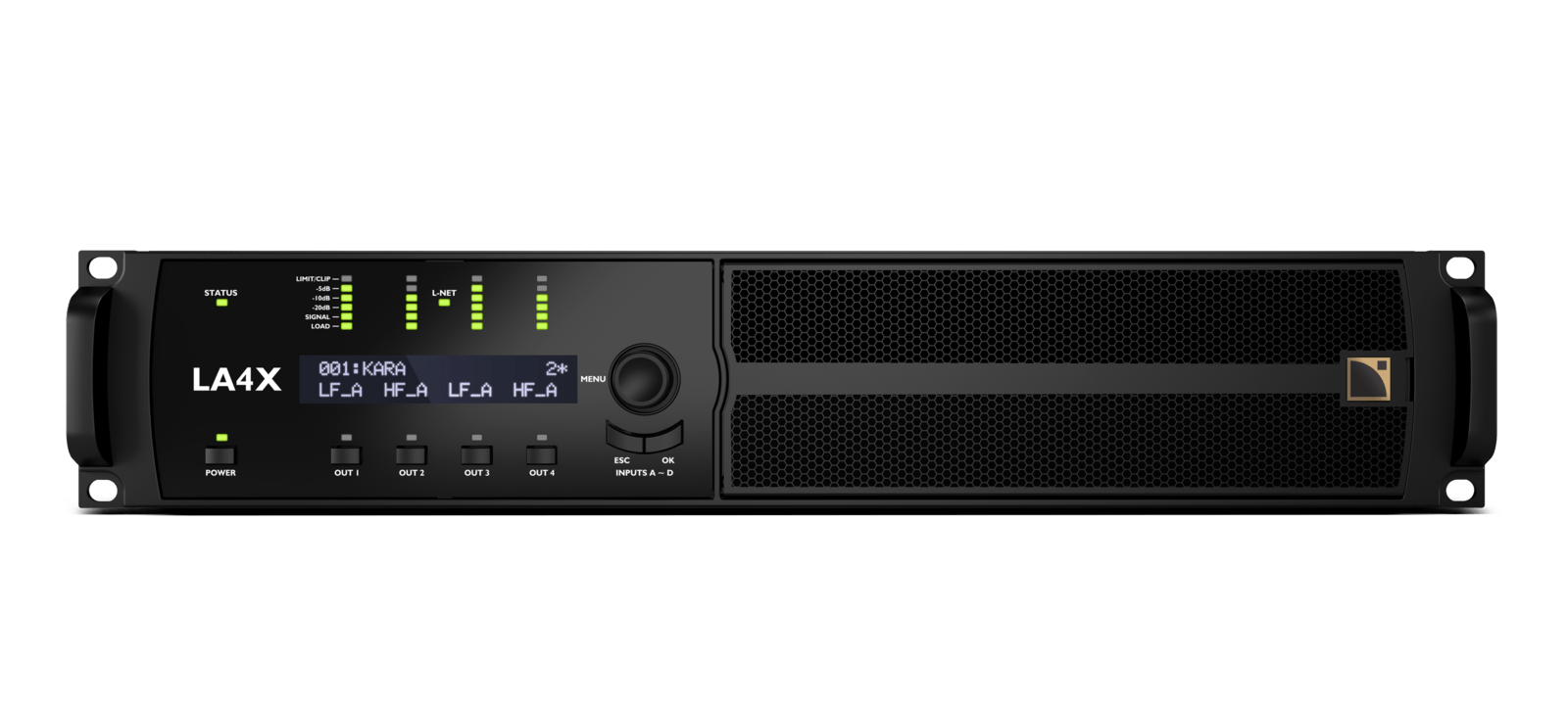 L-ACOUSTICS - LA4X CE - Amplificateur - Out: 4x1000W 4/8ohms - In: Milan-AVB / AES/EBU / Analog